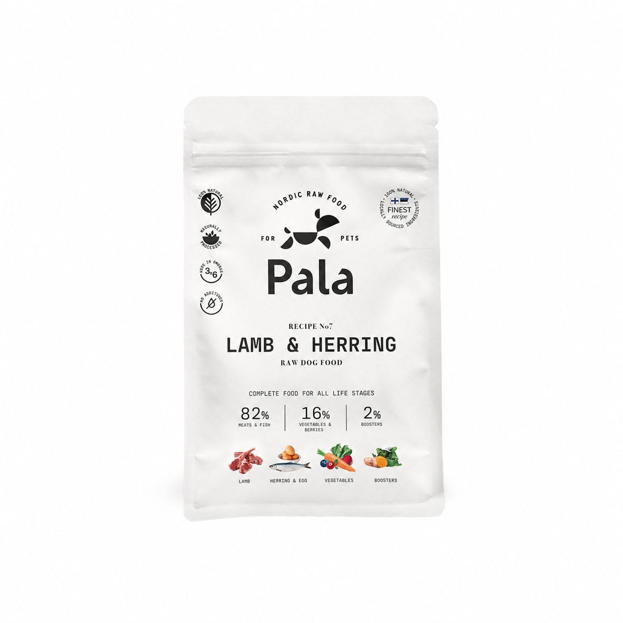 PALA maistas šunims Receptas Nr. 7 su ėriena ir silke 1kg