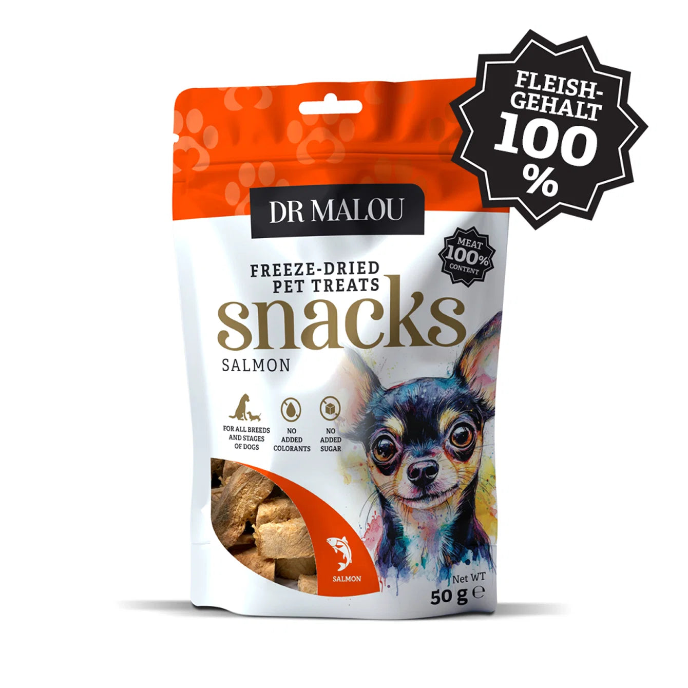„Dr. Malou” 100% lašiša -  liofilizuotas šunų užkandis 50g