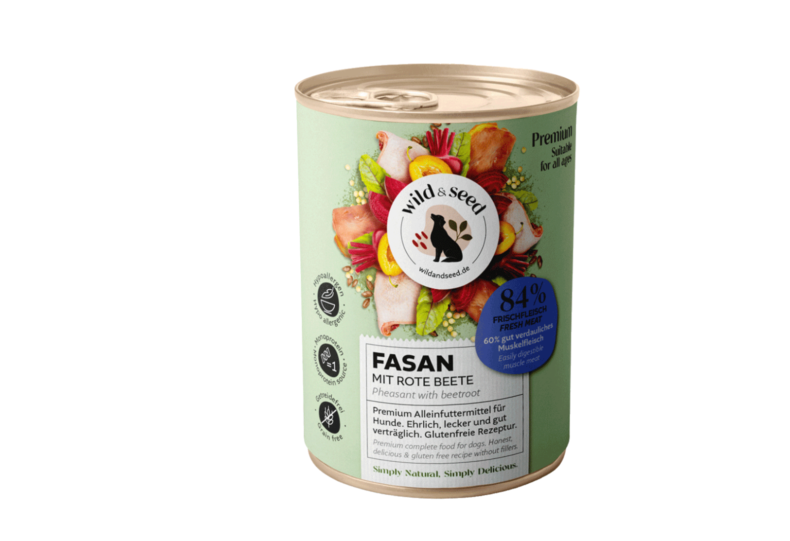 „Wild&Seed Fazanas su Raudonuoju Burokėliu“ – Premium visavertis ėdalas šunims